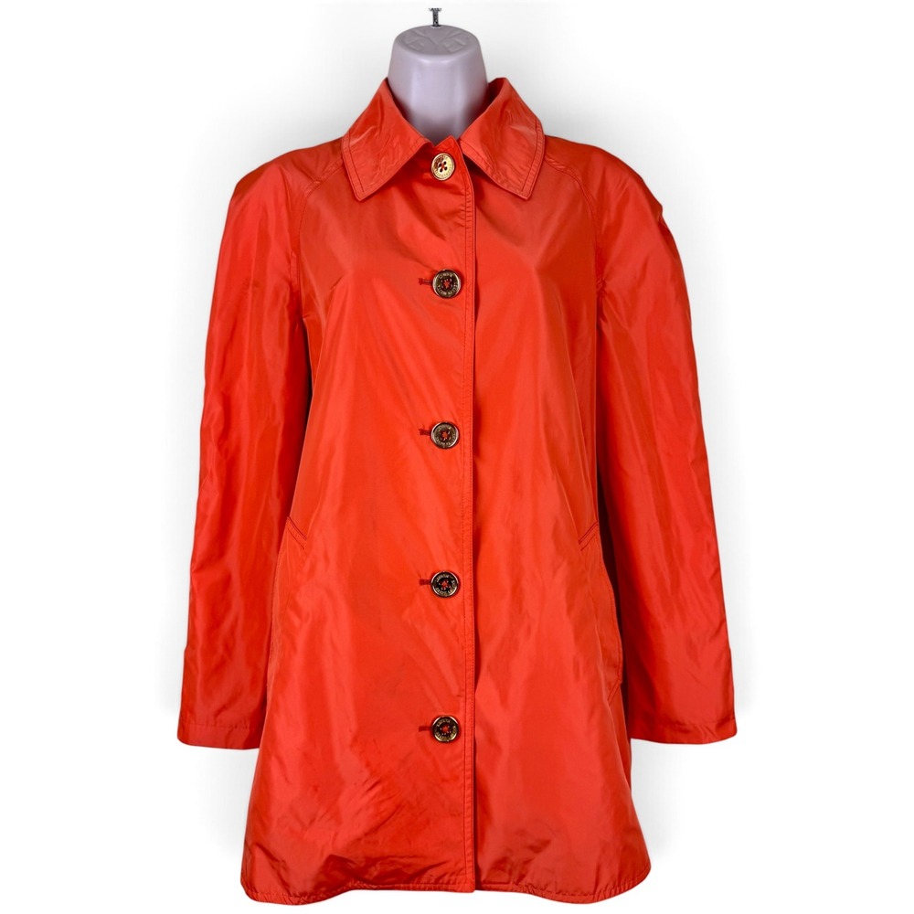 Lauren Ralph Lauren Orange Lightweight Car Coat Jacket Gold Buttons